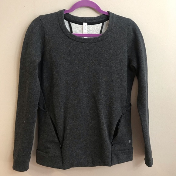 Lululemon Sweater Pullover Pockets Gray Sz 4